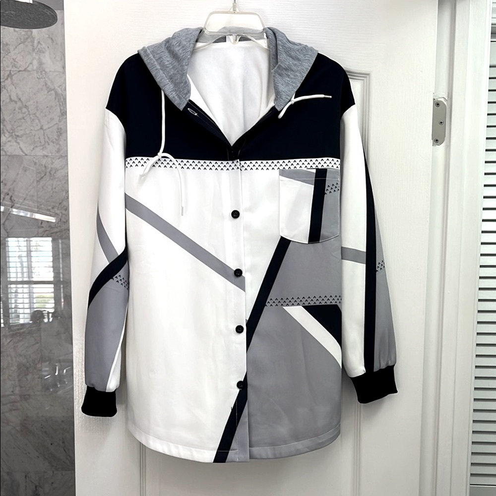 Stylish Black and Gray Hooded Jacket